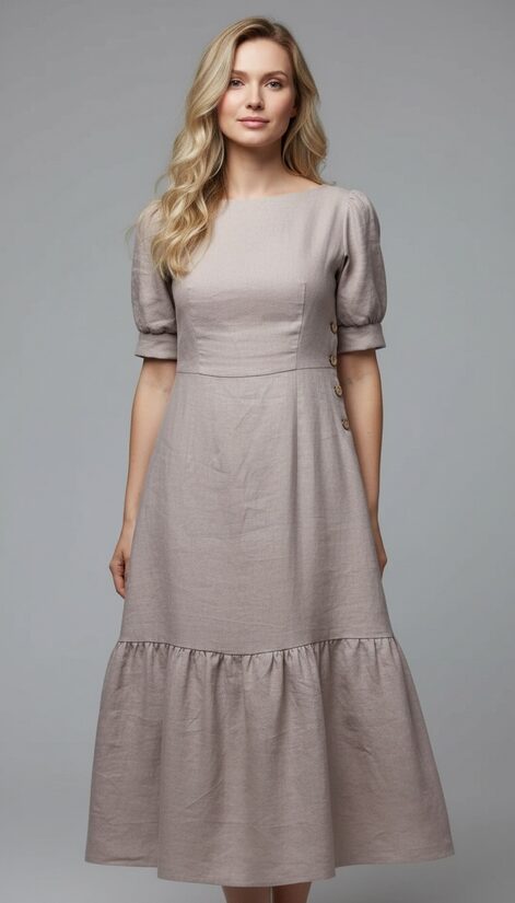 Lina kleita kakao krāsā(bez apakškleitas)