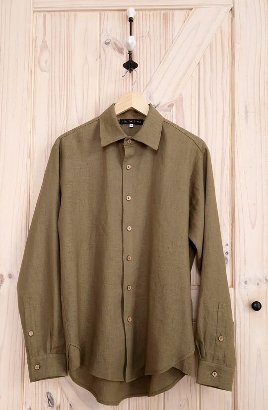 Zaļš vīriešu lina krekls